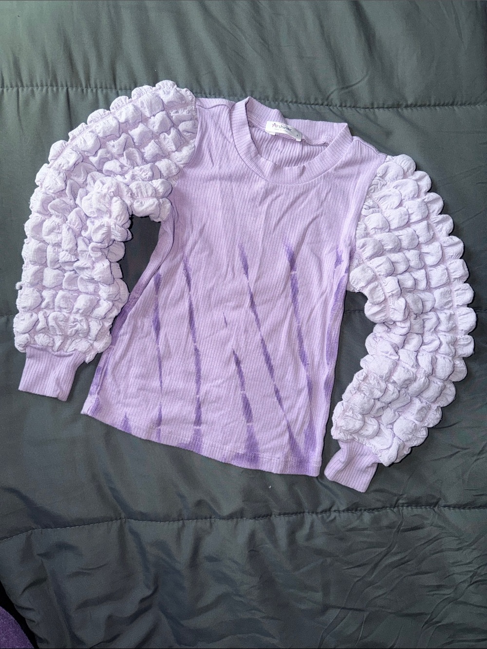 Textured Puff Sleeve Lilac Top